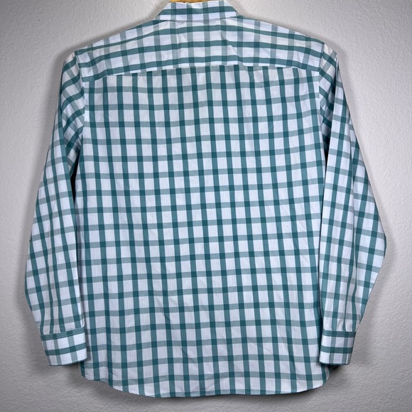 UNTUCKit Wrinkle Free Shirt Teal Gingham Check Pattern Dress Shirt XXXL - Picture 5 of 7